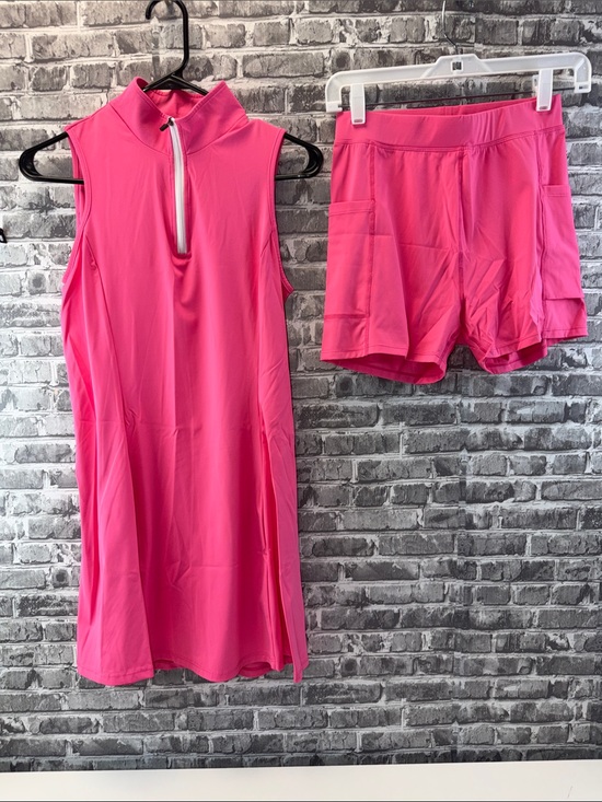 Dresses & Skirts - Bright Hot Pink Sleeveless Sport Dress with Matching Shorts